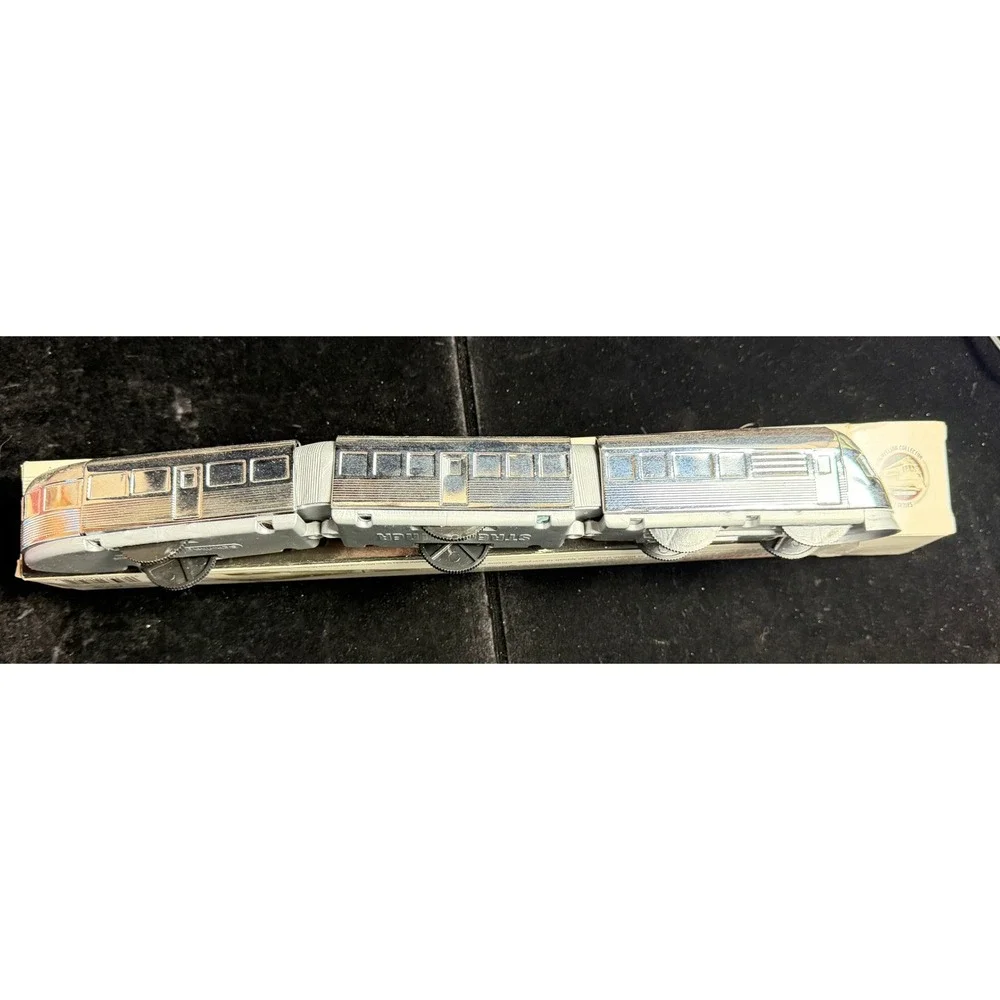 Schylling Streamliner Three Car Wind-Up Train-Chrome Plated, Tin Collector Toy
